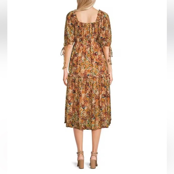En Saison Women's Medium Candela Floral Square-Neck Ruffle-Tier Midi Dress NWT - Picture 5 of 16